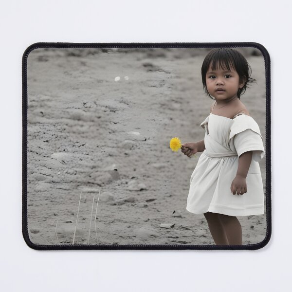 Item preview, Lonely Child Holding Yellow Flower | Emotional Minimal Photography | Sad Landscape Art designed and sold by Bhaskar Digital Art.