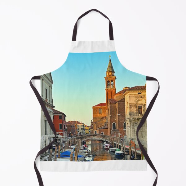 Item preview, Church of Saint James Apostle, canal Vena in town of Chioggia, Venetian Lagoon, Veneto, Italy. Small boats floating in calm water  designed and sold by goceris.