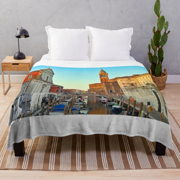 Item preview, Church of Saint James Apostle, canal Vena in town of Chioggia, Venetian Lagoon, Veneto, Italy. Small boats floating in calm water designed and sold by goceris.