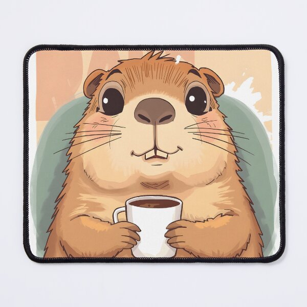 Item preview, Cute Kawaii Capybara Sticker | Cozy Capybara Drinking Coffee Cartoon designed and sold by dreamz-world.