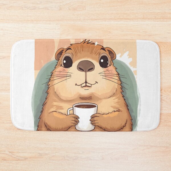 Item preview, Cute Kawaii Capybara Sticker | Cozy Capybara Drinking Coffee Cartoon designed and sold by dreamz-world.