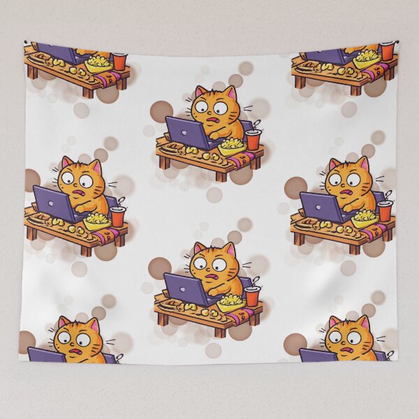 Item preview, Orange Cat Remote Worker Cartoon designed and sold by iamKRUK.