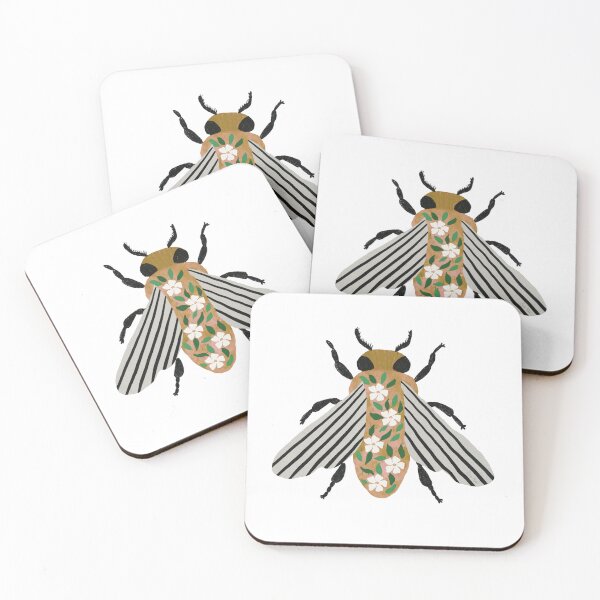 Item preview, Bee folk art Gouache Illustration designed and sold by Nuevomundo Arte Designs by Anahí .