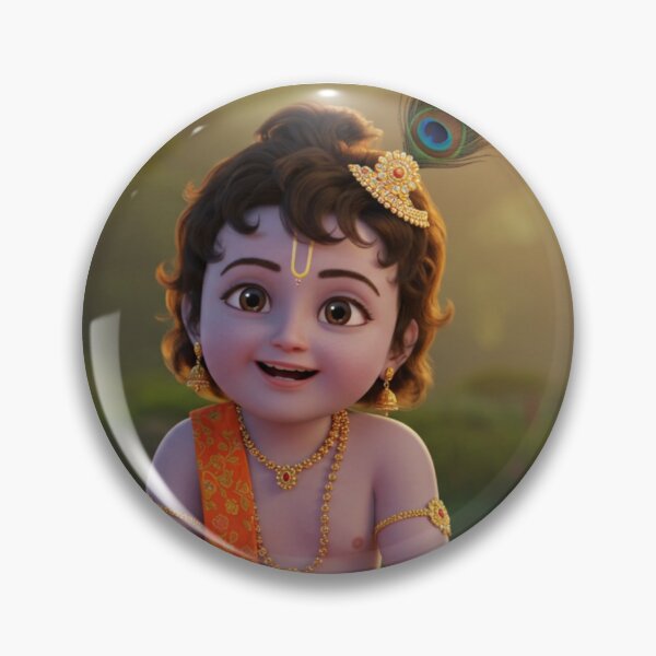 Item preview, Cute Baby Krishna Sitting on Lotus | Bal Krishna Digital Art | Hindu God Illustration | Spiritual Art Print designed and sold by Bhaskar Digital Art.