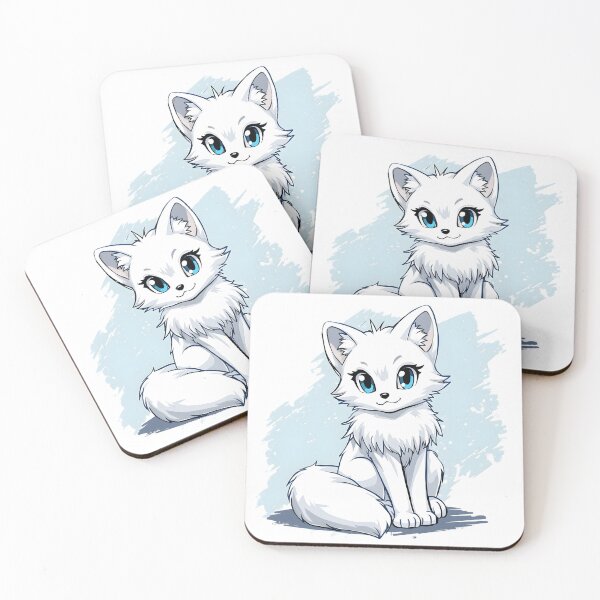 Item preview, Cute Kawaii Arctic Fox Sticker | Adorable White Fox Cartoon with Blue Eyes designed and sold by dreamz-world.
