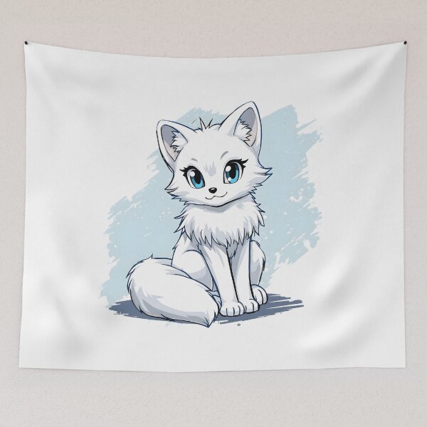 Item preview, Cute Kawaii Arctic Fox Sticker | Adorable White Fox Cartoon with Blue Eyes designed and sold by dreamz-world.