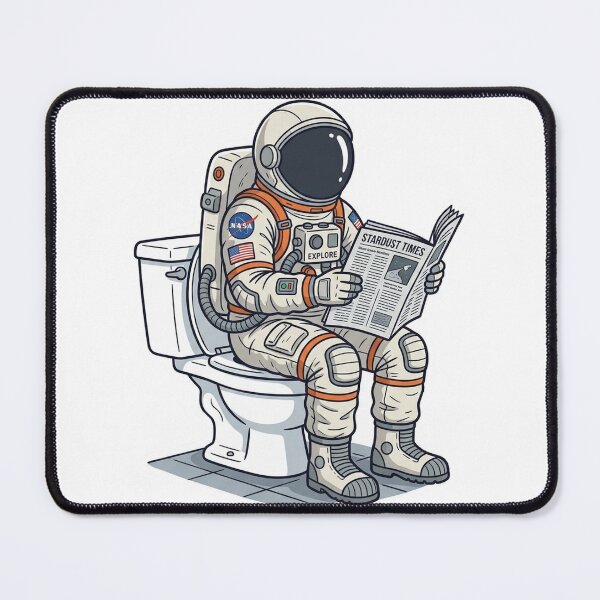 Item preview, Astronaut Reading Newspaper on Toilet designed and sold by YNAMREG.