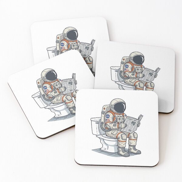 Item preview, Astronaut Reading Newspaper on Toilet designed and sold by YNAMREG.