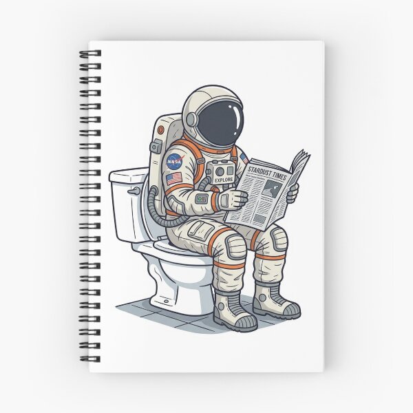 Item preview, Astronaut Reading Newspaper on Toilet designed and sold by YNAMREG.