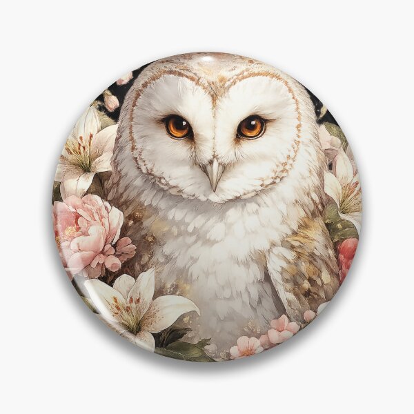 Item preview, Gentle barn owl in a magical sea of blossoms designed and sold by No-No-Name.