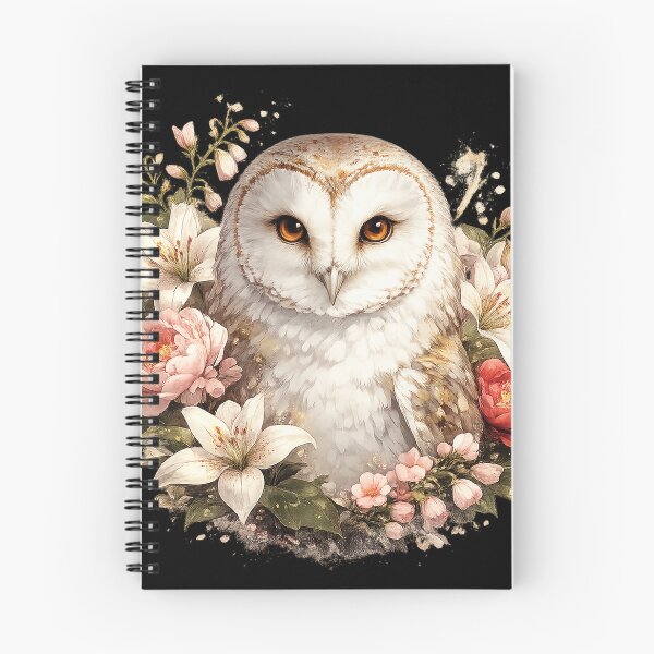 Item preview, Gentle barn owl in a magical sea of blossoms designed and sold by No-No-Name.