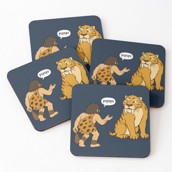 Item preview, Pspsps Caveman & Saber-Tooth Tiger – Here Kitty Kitty Funny Prehistoric Cat Lover Design designed and sold by ShirtRemarks.