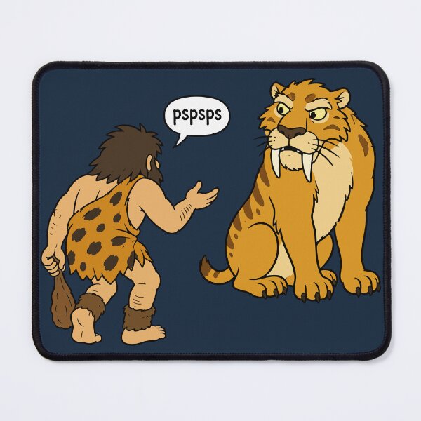 Item preview, Pspsps Caveman & Saber-Tooth Tiger – Here Kitty Kitty Funny Prehistoric Cat Lover Design designed and sold by ShirtRemarks.