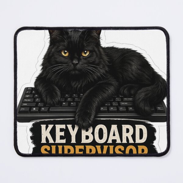 Item preview, Keyboard Supervisor Black Cat Sticker | Funny Cat on Keyboard | Programmer Cat Gift designed and sold by Skedart.