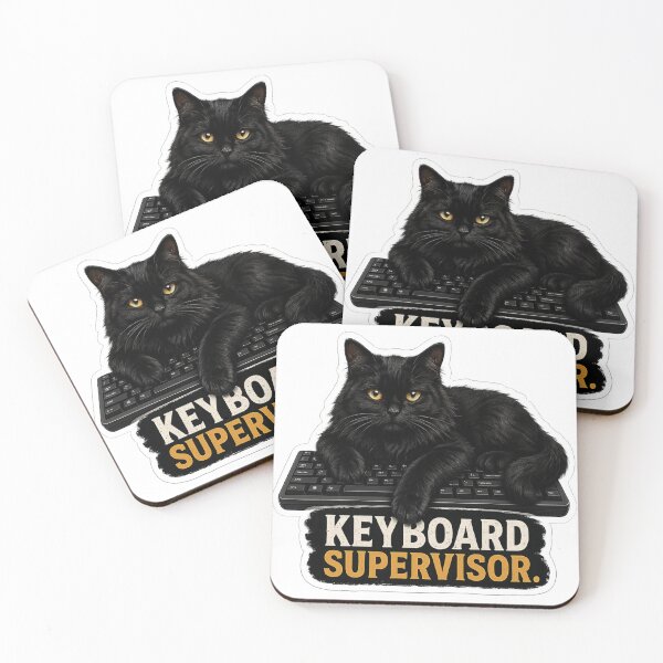 Item preview, Keyboard Supervisor Black Cat Sticker | Funny Cat on Keyboard | Programmer Cat Gift designed and sold by Skedart.