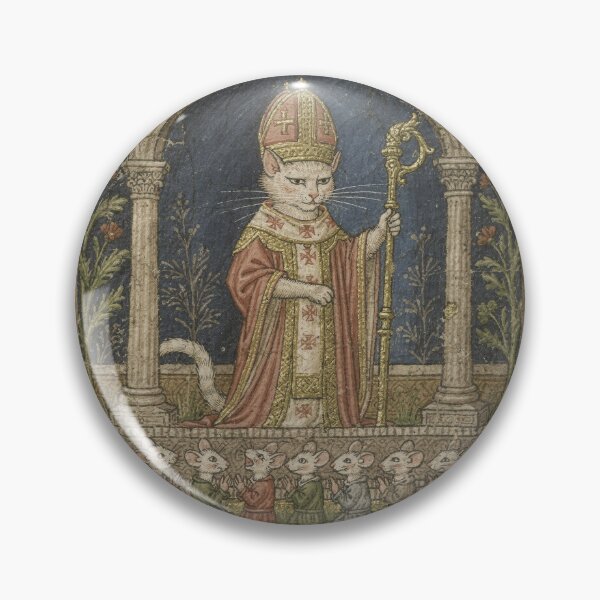 Item preview, Medieval Cat Bishop Blessing Mice Manuscript designed and sold by PictorialWhimsy.