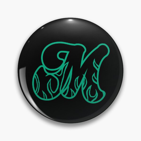 Item preview, Groovy Retro Teal Fiery Letter M Monogram designed and sold by CamilasPrints.