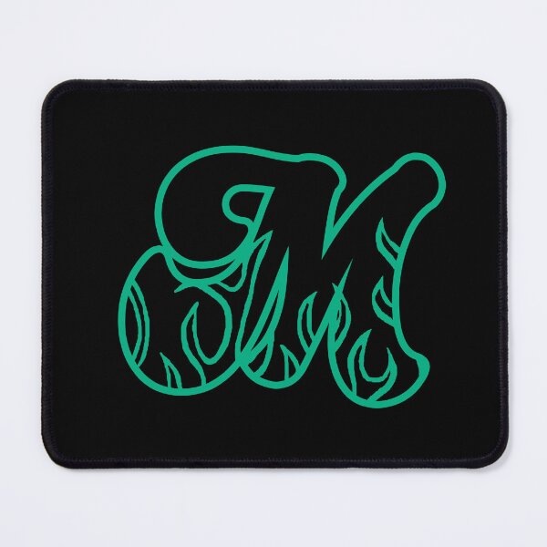 Item preview, Groovy Retro Teal Fiery Letter M Monogram designed and sold by CamilasPrints.