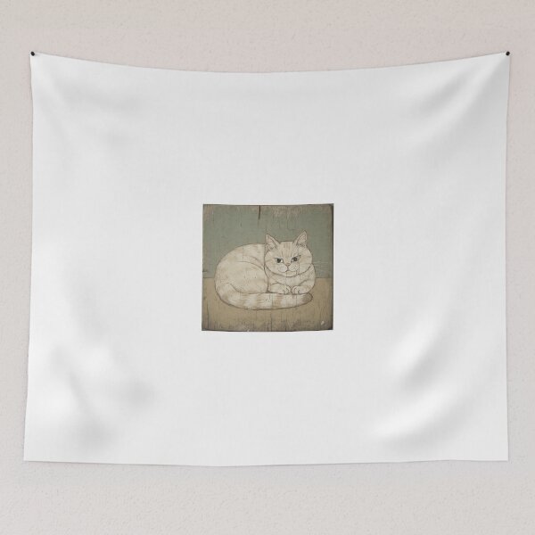 Item preview, Annoyed Cream Loaf Cat Folk Painting designed and sold by PictorialWhimsy.