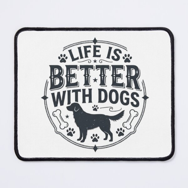 Item preview, Life Is Better With Dogs Vintage Typography T-Shirt | Funny Dog Lover Gift | Retro Paw Print Graphic Tee designed and sold by Faisal Shah.