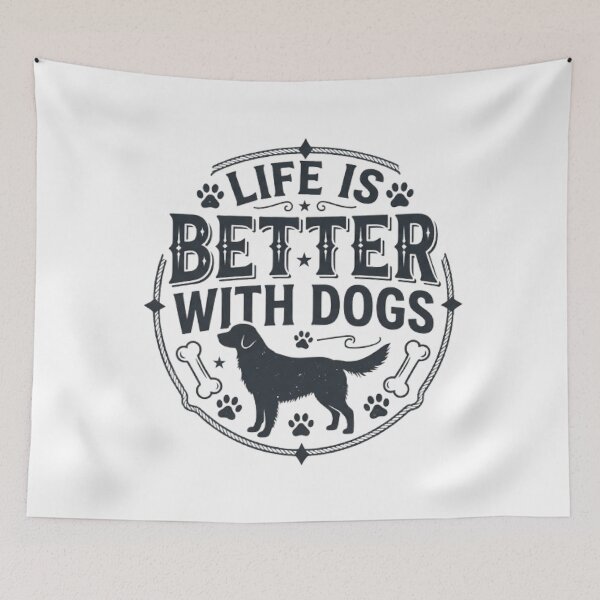 Item preview, Life Is Better With Dogs Vintage Typography T-Shirt | Funny Dog Lover Gift | Retro Paw Print Graphic Tee designed and sold by Faisal  Shah.