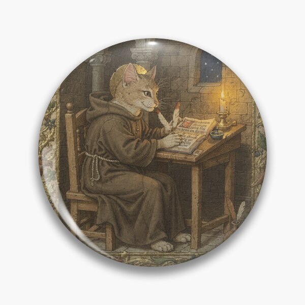 Item preview, Medieval Cat Scribe by Candlelight Manuscript designed and sold by PictorialWhimsy.