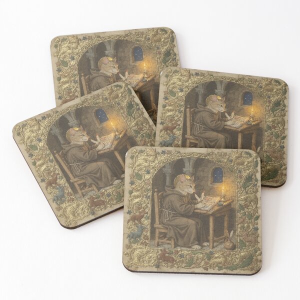 Item preview, Medieval Cat Scribe by Candlelight Manuscript designed and sold by PictorialWhimsy.