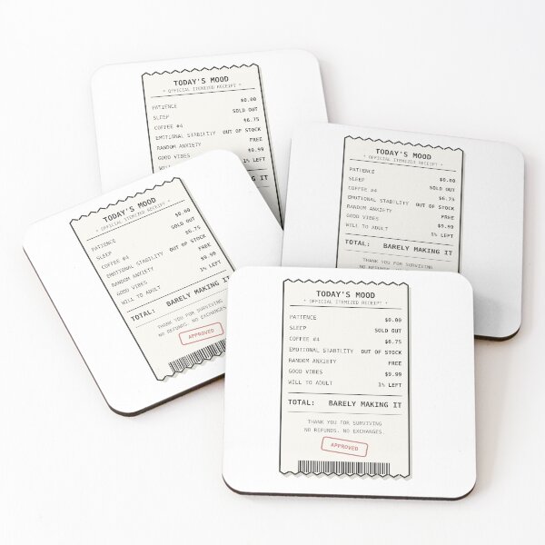 Item preview,  Today's Mood Funny Itemized Receipt Sticker designed and sold by QuirkyCartel.