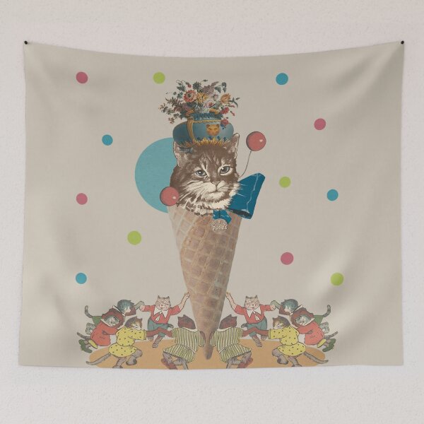 Item preview, Vintage Circus Cat Ice Cream Sundae designed and sold by petchcotch.