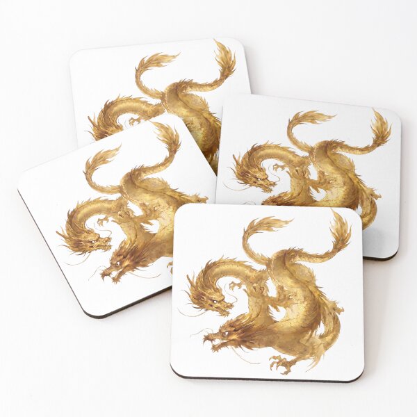 Item preview, Golden Twin Dragon Gods of Good Fortune designed and sold by sorahanado.
