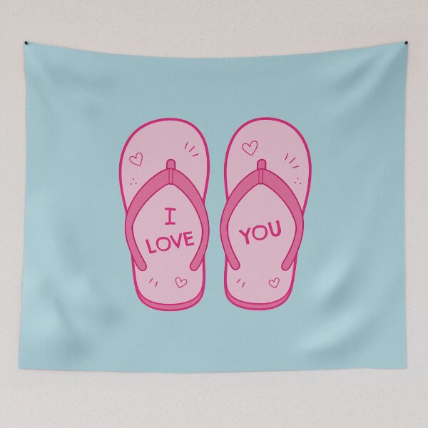 Item preview, Romantic Summer I Love You with Pink Flip-Flops and Hearts designed and sold by charlypicazo.