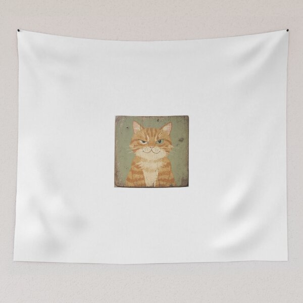 Item preview, Smug Orange Tabby Side-Eye Folk Art designed and sold by PictorialWhimsy.