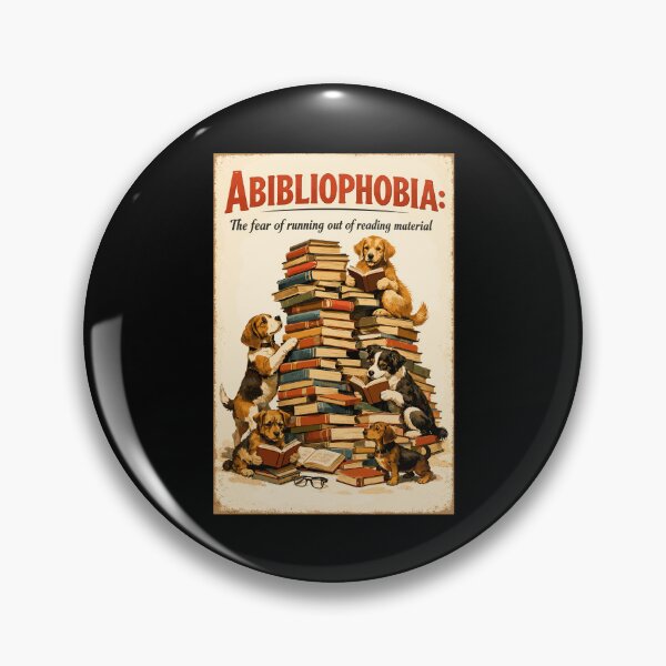 Item preview, Abibliophobia: When dogs & stacks of books win designed and sold by Pineapple-Tree.