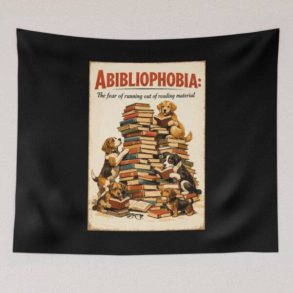 Item preview, Abibliophobia: When dogs & stacks of books win designed and sold by Pineapple-Tree.