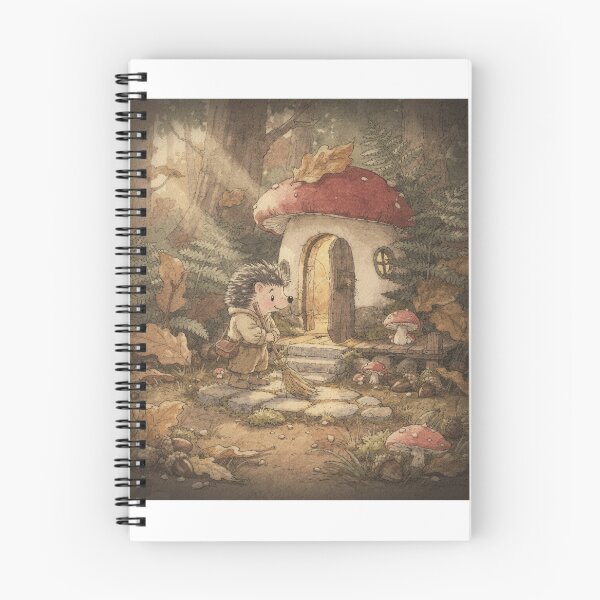 Item preview, Hedgehog Sweeping Toadstool Porch designed and sold by PictorialWhimsy.