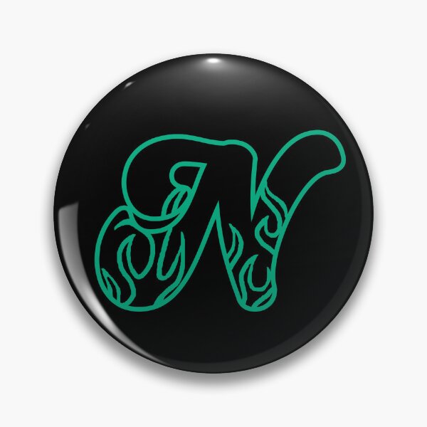 Item preview, Groovy Retro Teal Fiery Letter N Monogram designed and sold by CamilasPrints.