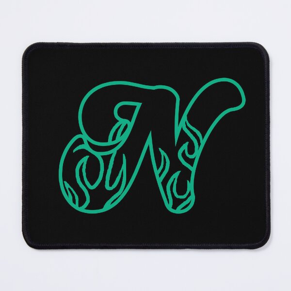Item preview, Groovy Retro Teal Fiery Letter N Monogram designed and sold by CamilasPrints.