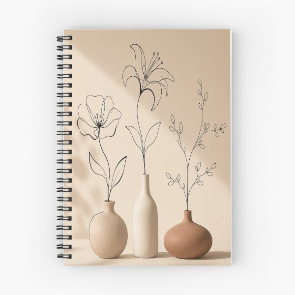 Item preview, Abstract Minimalist Ceramic Vases Fine Line Botanical Art designed and sold by Gameshalah's Digital Library.