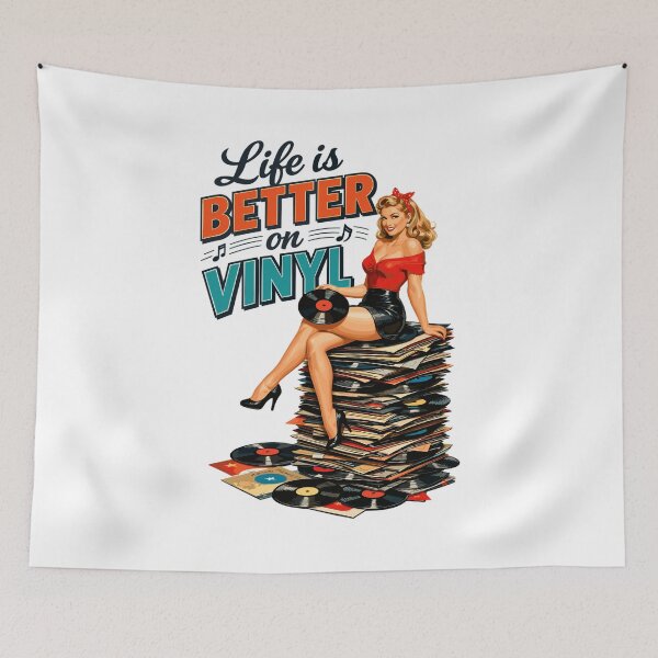 Item preview, Life is better on vinyl - Retro Pin-Up Girl designed and sold by Pineapple-Tree.