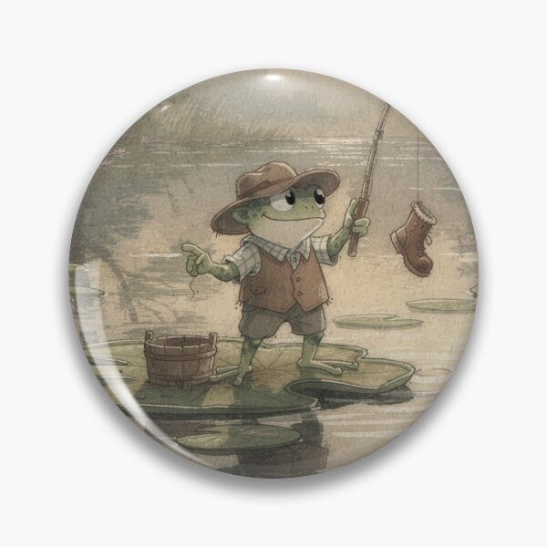 Item preview, Frog Fisherman Caught a Tiny Boot designed and sold by PictorialWhimsy.