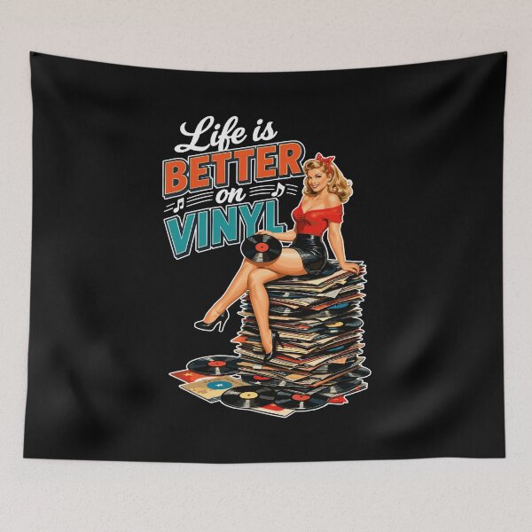 Item preview, Life is better on vinyl - Retro Pin-Up Girl designed and sold by Pineapple-Tree.