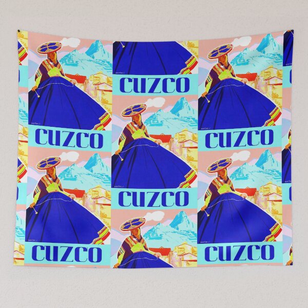 Item preview, Vibrant Andean Woman Poster | Retro Travel Art Deco Style | Cuzco Peru Cultural Heritage & Bold Colors designed and sold by artofuniverse.