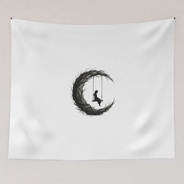 Item preview, Moon Swinging Girl | Crescent Moon Silhouette designed and sold by WitWiseDesigns.