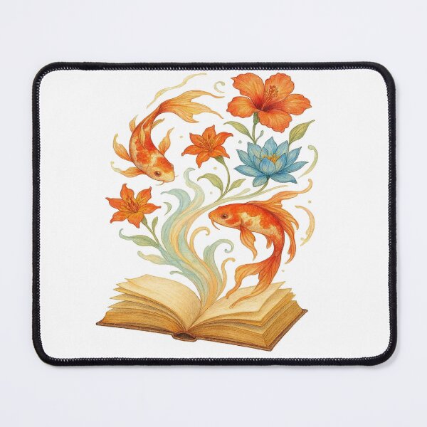 Item preview, Open Book Transforming into Koi Fish & Flowers | Magical Book Lover Design designed and sold by BookedAndDesign.