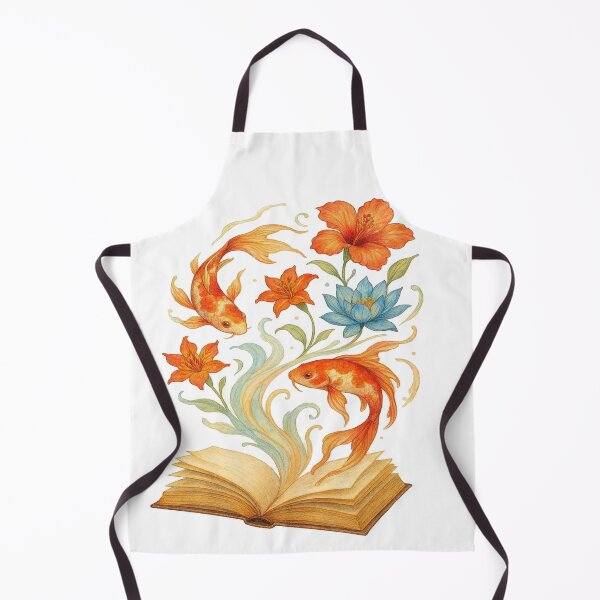 Item preview, Open Book Transforming into Koi Fish & Flowers | Magical Book Lover Design designed and sold by BookedAndDesign.