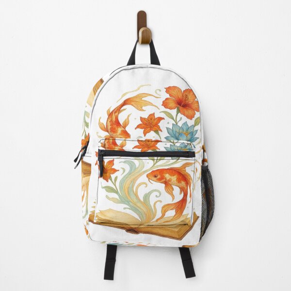 Item preview, Open Book Transforming into Koi Fish & Flowers | Magical Book Lover Design designed and sold by BookedAndDesign.