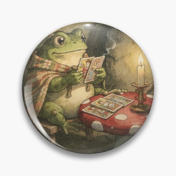 Item preview, Cottagecore Toad Reading Tarot Toadstool designed and sold by PictorialWhimsy.