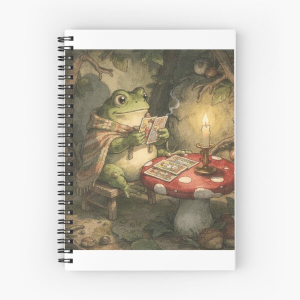 Item preview, Cottagecore Toad Reading Tarot Toadstool designed and sold by PictorialWhimsy.