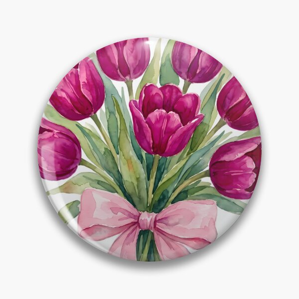 Item preview, Magenta Pink Watercolor Tulip Bouquet - Elegant Botanical Spring Flowers designed and sold by Artful Accents.