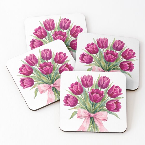 Item preview, Magenta Pink Watercolor Tulip Bouquet - Elegant Botanical Spring Flowers designed and sold by Artful Accents.